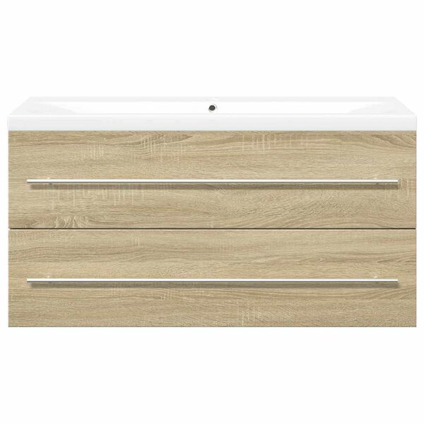 vidaXL Set de muebles de baño 2 pzas madera contrachapada roble Sonoma