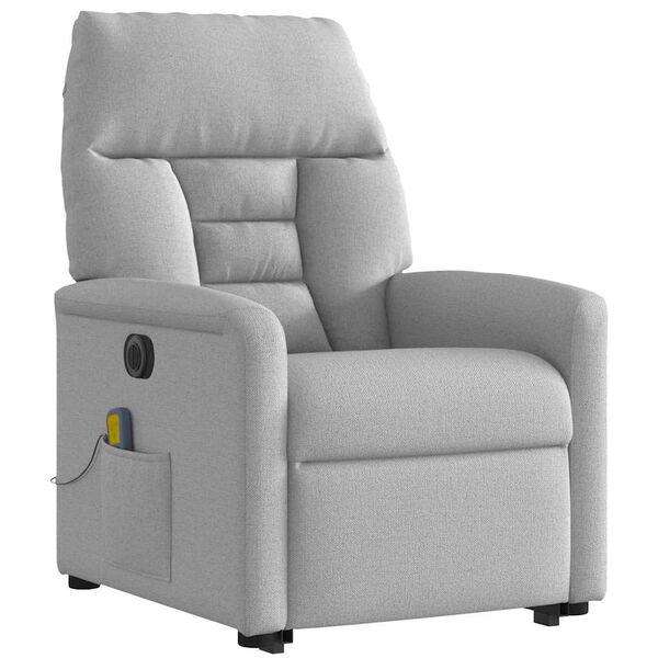 vidaXL Sill&oacute;n de masaje el&eacute;ctrico reclinable elevable tela gris nube