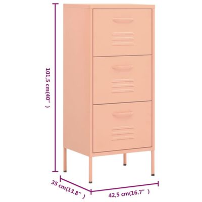 vidaXL Armario de almacenamiento acero rosa 42,5x35x101,5 cm