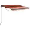 vidaXL Toldo autom&aacute;tico LED sensor de viento naranja y marr&oacute;n 3x2,5 m