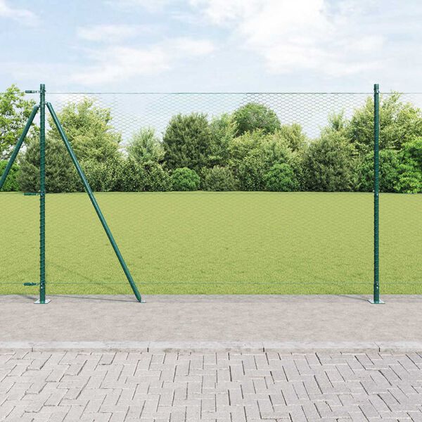 vidaXL Poste de Valla Verde 50 x 1,5 m (malla de 25 mm) Acero y PVC