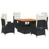 vidaXL Set de muebles jard&iacute;n 5 pzas con cojines rat&aacute;n sint&eacute;tico negro