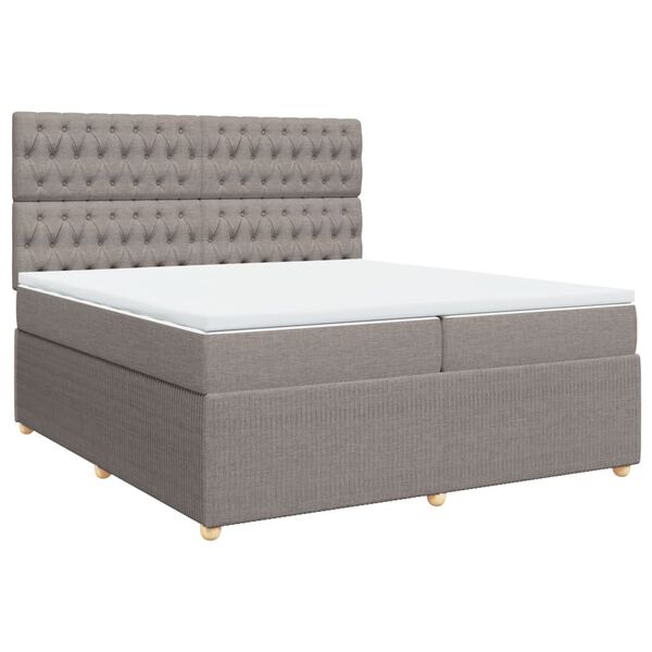 vidaXL Cama box spring con colch&oacute;n tela gris taupe 200x200 cm