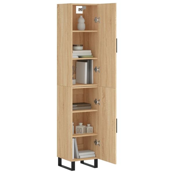vidaXL Aparador de madera contrachapada roble Sonoma 34,5x34x180 cm