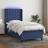 vidaXL Cama box spring colch&oacute;n y luces LED tela azul 80x200 cm