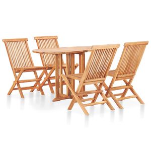 vidaXL Set de comedor de jard&iacute;n plegable 5 piezas madera maciza teca