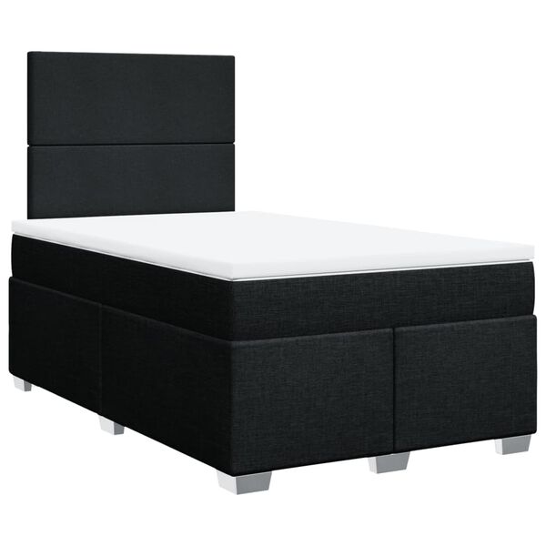 vidaXL Cama box spring con colch&oacute;n tela negro 120x190 cm