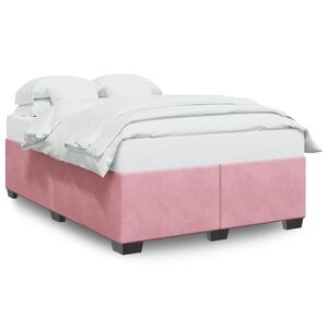vidaXL Estructura de cama sin colch&oacute;n terciopelo rosa 160x200 cm