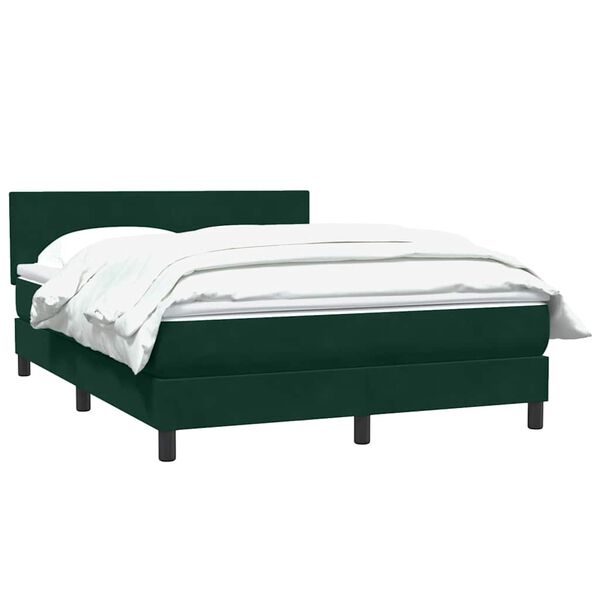 vidaXL Cama box spring con colch&oacute;n terciopelo verde oscuro 160x220 cm