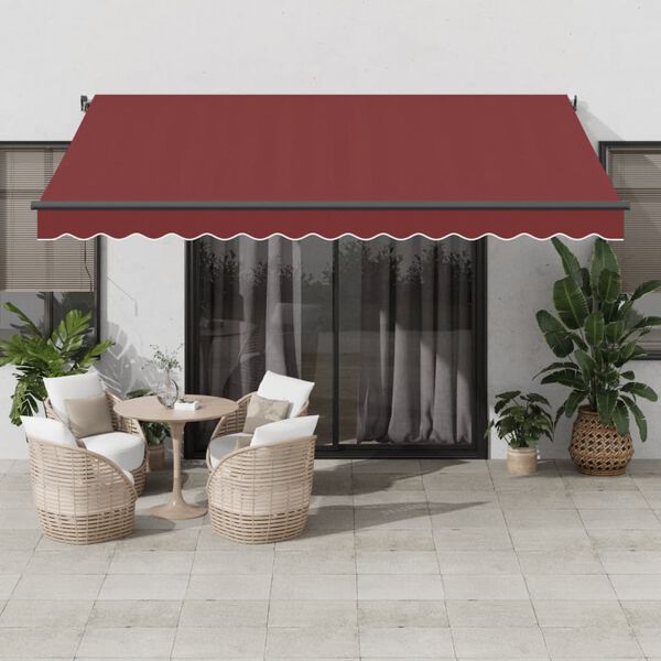 vidaXL Toldo retr&aacute;ctil manual color burdeos 400x350 cm