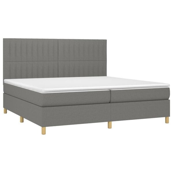 vidaXL Cama box spring con colch&oacute;n tela gris oscuro 200x200 cm