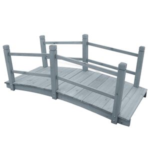 vidaXL Puente de jard&iacute;n madera maciza de abeto gris 140x60x56 cm