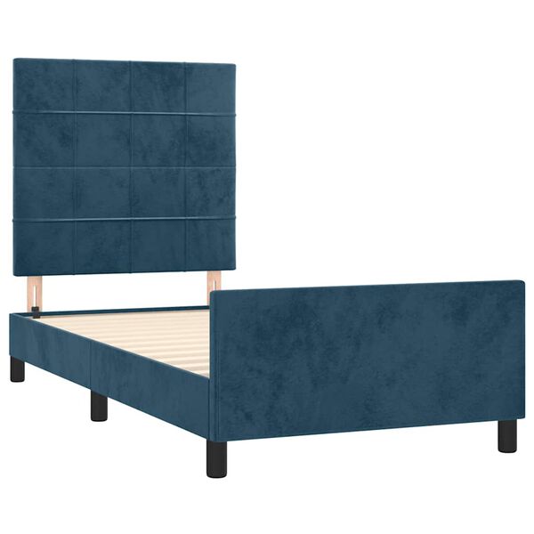 vidaXL Estructura de cama sin colch&oacute;n terciopelo azul oscuro 100x200cm