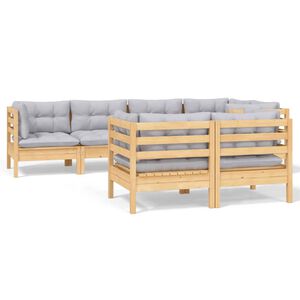 vidaXL Juego de muebles de jard&iacute;n 6 pzas y cojines madera maciza pino