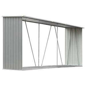 vidaXL Casetilla para leña acero galvanizado gris 330x84x152 cm