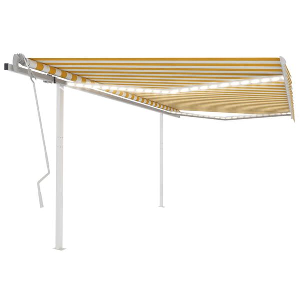 vidaXL Toldo retráctil manual con luz LED amarillo y blanco 4,5x3 m