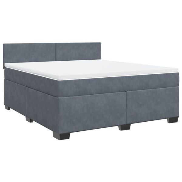 vidaXL Cama box spring con colch&oacute;n terciopelo gris oscuro 180x200 cm