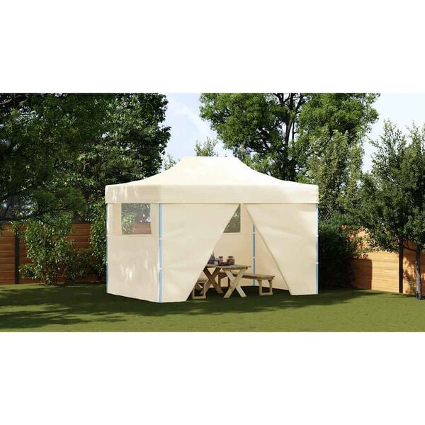 vidaXL Carpa pleglable Pop-up con 4 paredes 3x4,5 m blanco crema