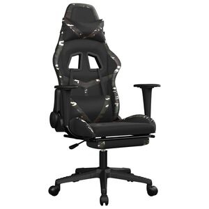 vidaXL Silla gaming con reposapi&eacute;s cuero sint&eacute;tico negro camuflaje