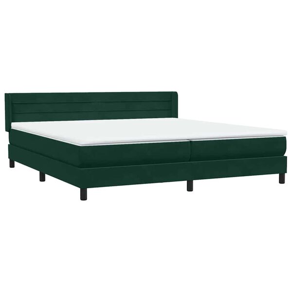 vidaXL Cama box spring con colch&oacute;n terciopelo verde oscuro 180x210 cm