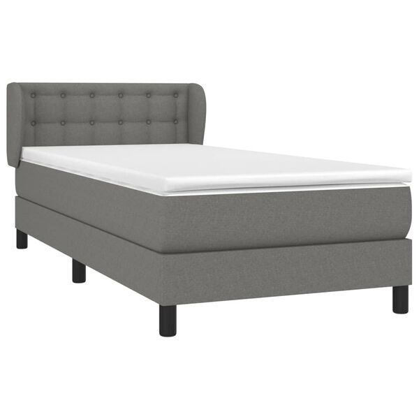 vidaXL Cama box spring con colch&oacute;n tela gris oscuro 90x190 cm