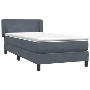 vidaXL Cama box spring con colch&oacute;n terciopelo gris oscuro 90x210 cm