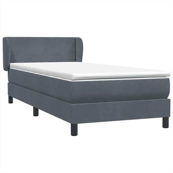 vidaXL Cama box spring con colch&oacute;n terciopelo gris oscuro 90x210 cm