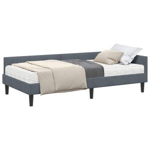 vidaXL Estructura de Cama Esquina con Colch&oacute;n 2 pcs Gris Terciopelo