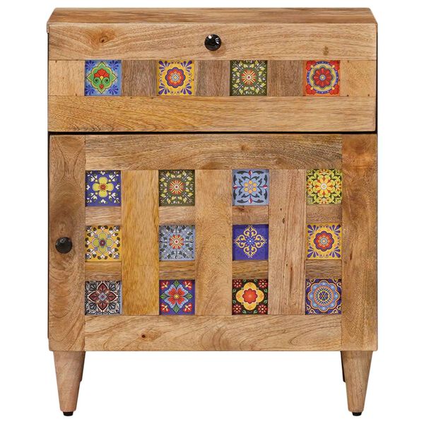 vidaXL Armario de Noche Natural 50 x 33 x 60 cm Madera de mango maciza