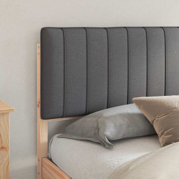 vidaXL Estructura de Cama con Cabecera Tapizada Gris oscuro