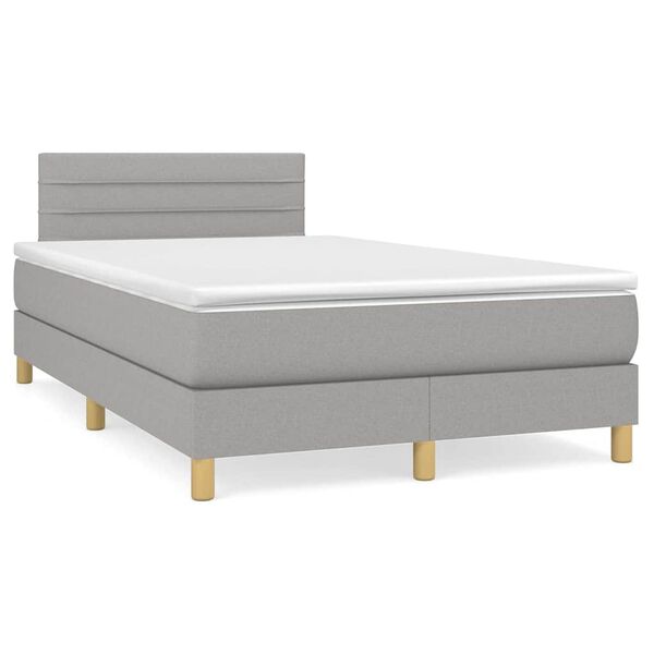 vidaXL Cama box spring con colch&oacute;n y LED tela gris claro 120x190 cm