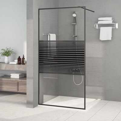 vidaXL Mampara de ducha vidrio ESG transparente negro 100x195 cm