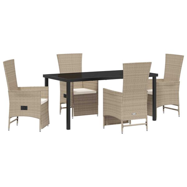 vidaXL Conjunto de Comedor de Jardín 5 pcs Beige ratán sintético