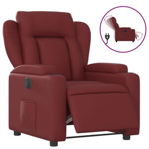 vidaXL Sill&oacute;n reclinable el&eacute;ctrico de cuero sint&eacute;tico rojo tinto