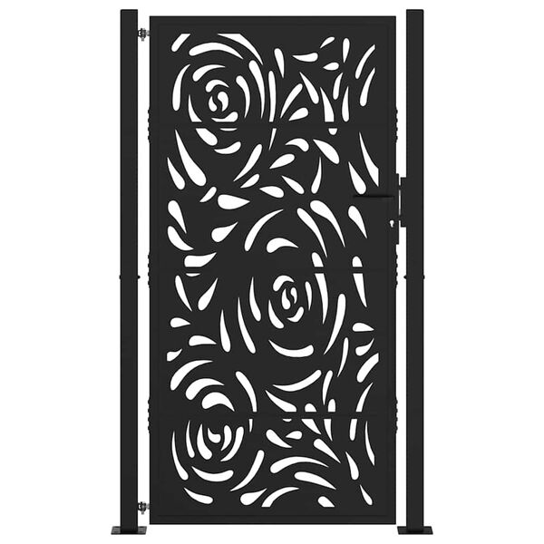 vidaXL Puerta de jardín negra 100x175 cm acero diseño llama