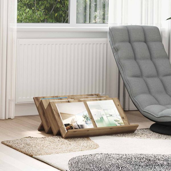 vidaXL Estante de revistas Roble artesanal 65 x 53 x 28,5 cm