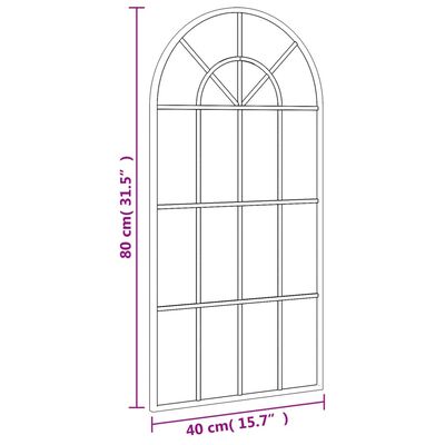 vidaXL Espejo de pared arco de hierro negro 40x80 cm
