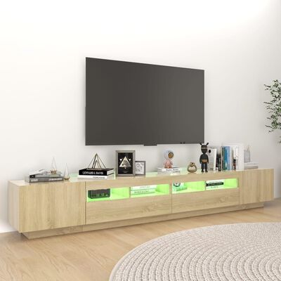 vidaXL Armario TV con luces LED color roble Sonoma 260x35x40 cm