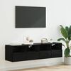 vidaXL Gabinetes de pared para TV 2 pcs Roble Negro 60 x 30 x 30 cm