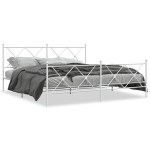 vidaXL Estructura cama sin colch&oacute;n con estribo metal blanco 183x213 cm