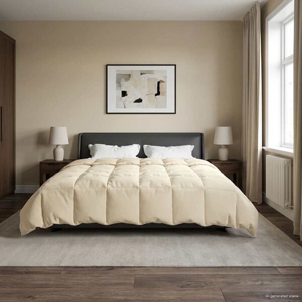 vidaXL Edred&oacute;n de Invierno Acolchado Crema 240 x 260 cm Microfibra