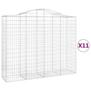 vidaXL Cestas gaviones 11 uds forma de arco hierro 200x50x160/180 cm