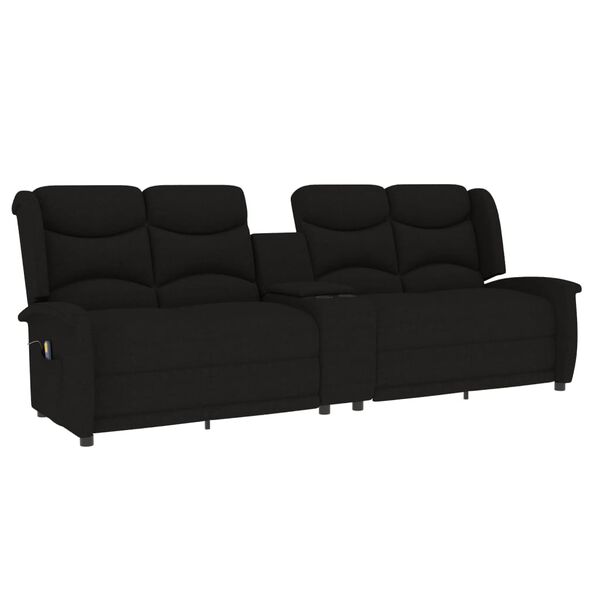vidaXL Sill&oacute;n de masaje reclinable 4 plazas con portavasos negro