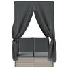 vidaXL Tumbona doble con techo y cortinas ratán sintético gris claro