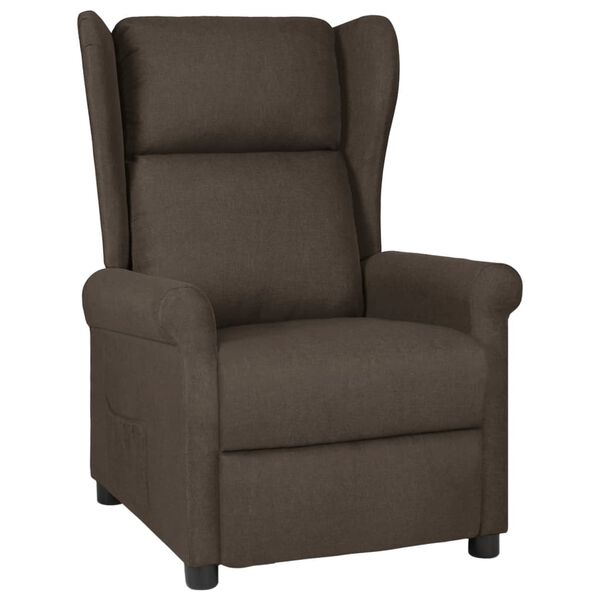 vidaXL Sill&oacute;n reclinable de tela marr&oacute;n oscuro