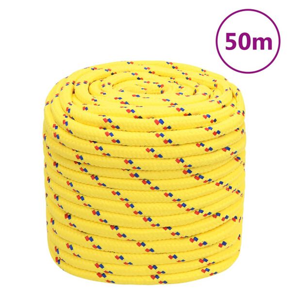 vidaXL Cuerda de barco polipropileno amarillo 18 mm 50 m