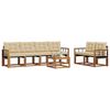 vidaXL Conjunto de sof&aacute;s de exterior con coj&iacute;n 7 pcs Natural y Beige