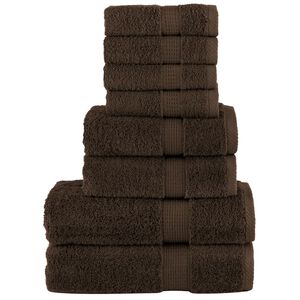 vidaXL Juego de toallas premium SOLUND 8 unidades marr&oacute;n 600 gsm