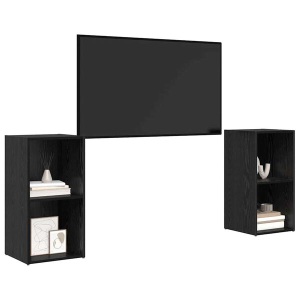 vidaXL Conjunto de mueble de TV 2 pcs Roble Negro 72 x 35 x 36,5 cm