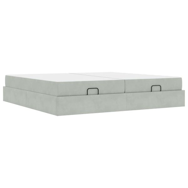 vidaXL Estructura de cama con colch&oacute;n 2 pcs Gris claro Terciopelo